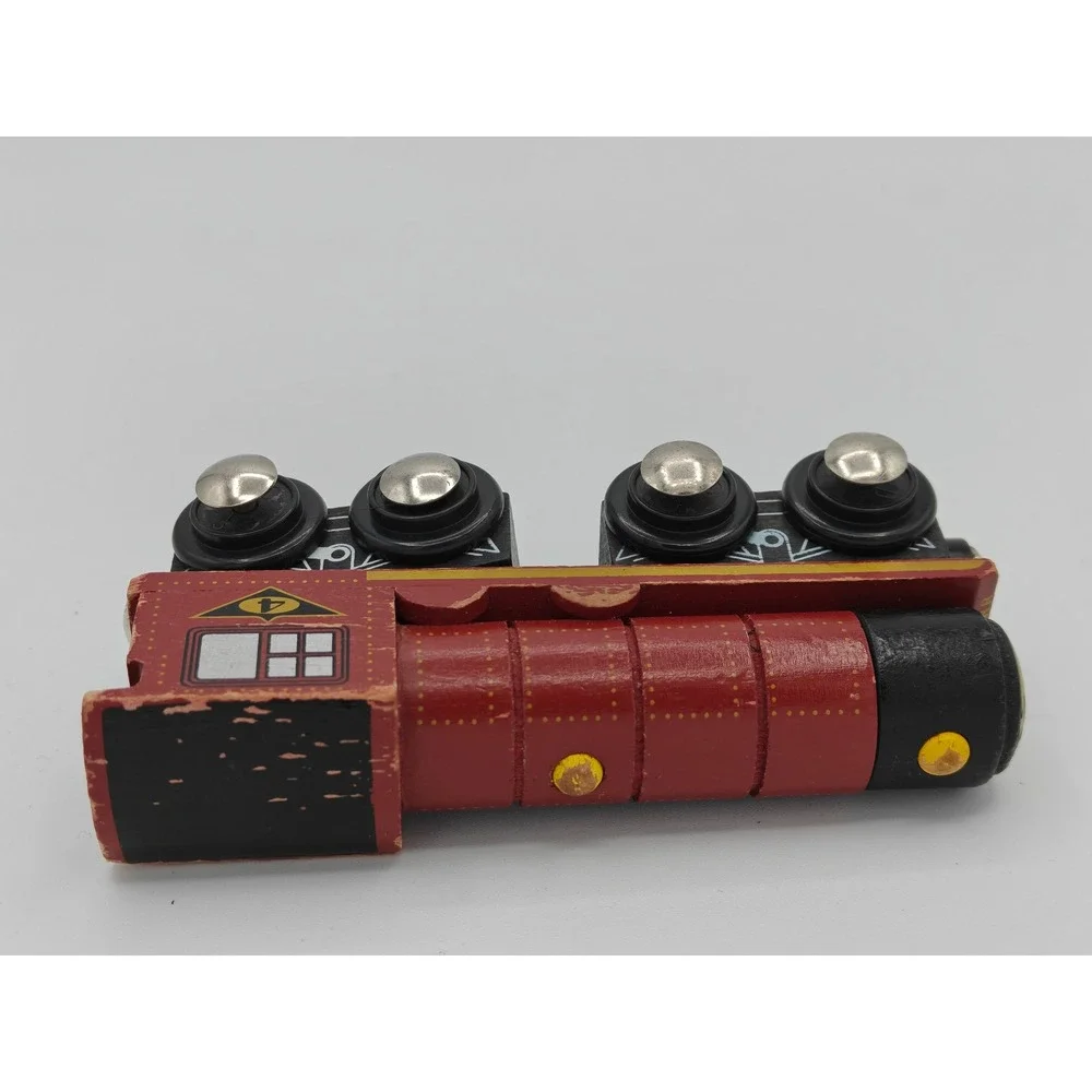Toys R Us Imaginarium Wooden Magnetic Train Engine Red Black TRU-08-RR Number‎ 4